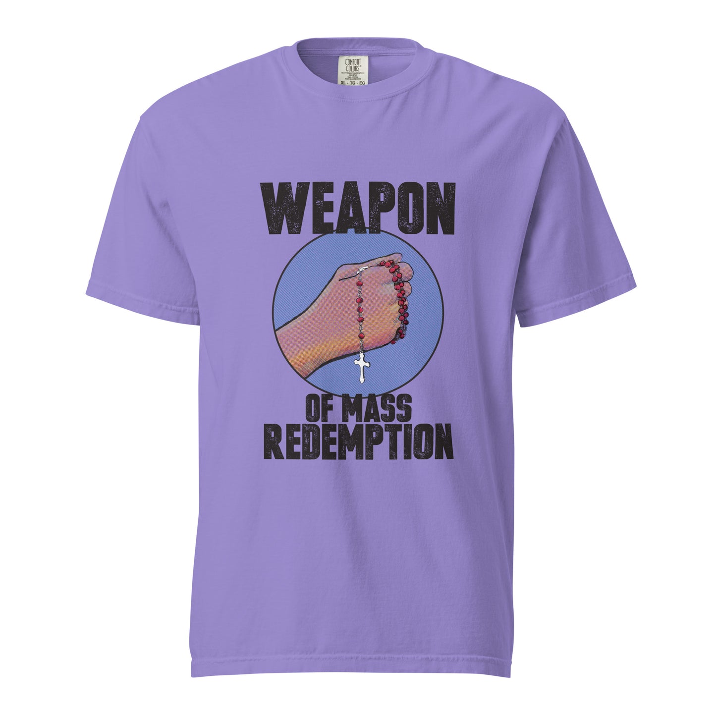 Rosary - Weapon of Mass Redemption - Unisex garment-dyed heavyweight t-shirt